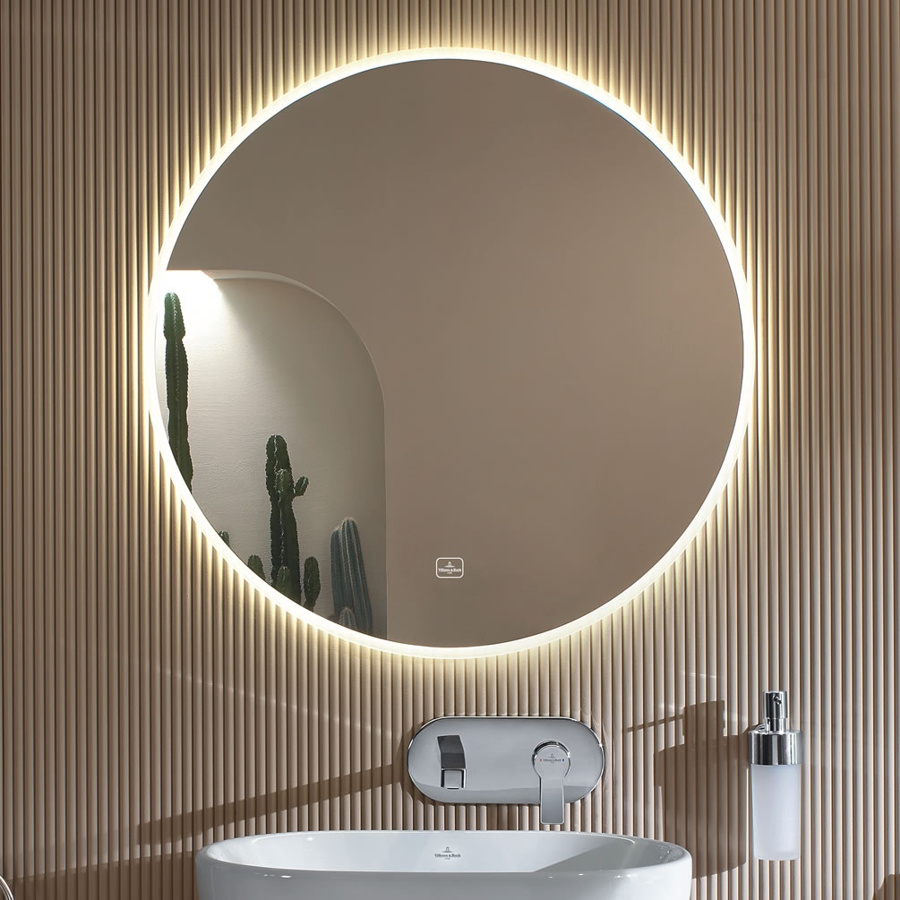 Lifestyle image of Villeroy & Boch More to See Lite+ 850mm Round LED Mirror